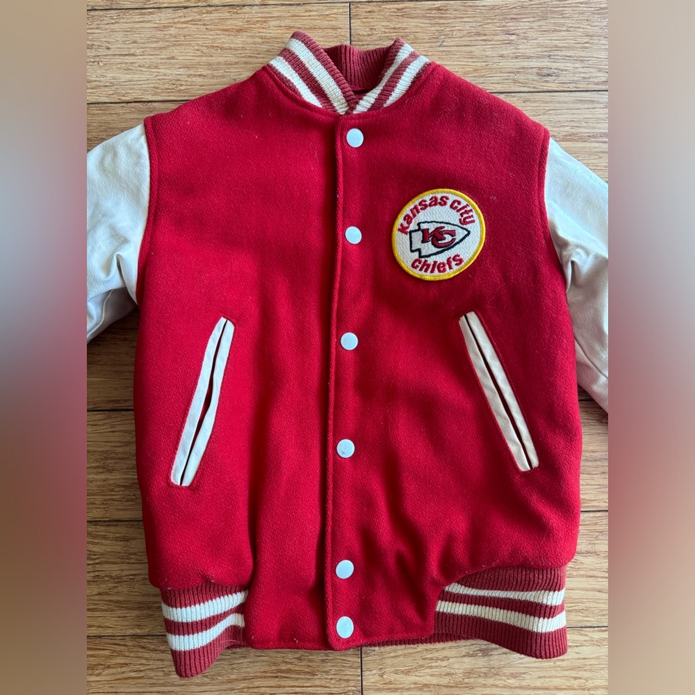 Vintage official NFL Kansas City Chiefs wool and leather varsity jacket